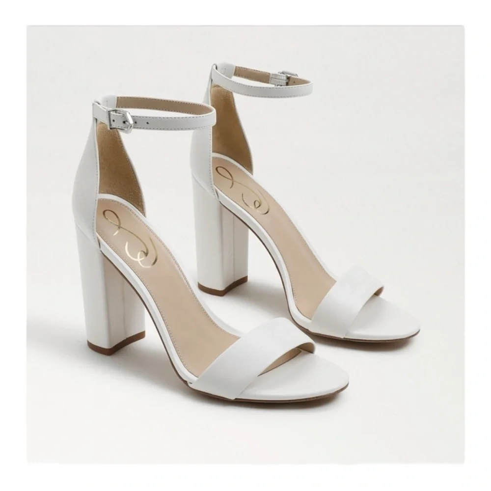 Sam Edelman Yaro Block Heel in White Leather NIB